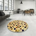 thumbnail image 4 of Ahgly Company Machine Washable Indoor Square Abstract Chrome Gold Yellow Area Rugs, 3' Square, 4 of 7