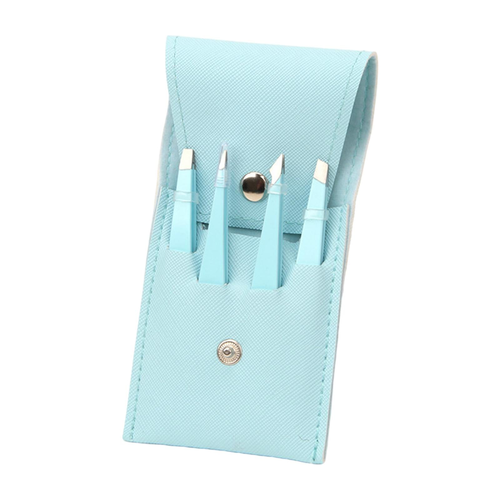 Bothyi 4xFine Hairs Puller Stainless Steel Professional 4 in1 Slanted Blue Set
