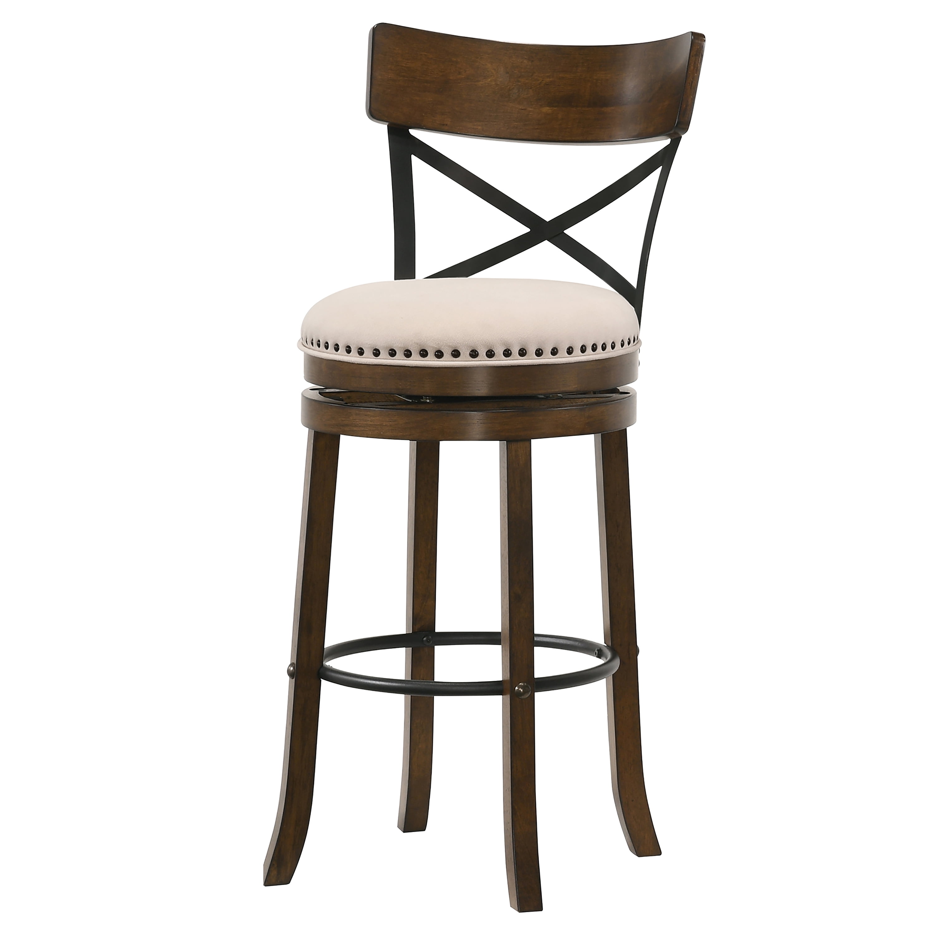 Furniture of America Zaren Wood Swivel Barstool-Set of 2, Oak, 29-in