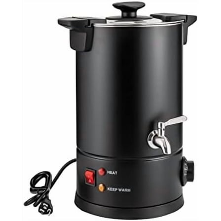 1KW Large Coffee Urn and Hot Beverage Dispenser Percolate Coffee Pot Maker 6.1L/270Oz 30-Cup Steel Electric Coffee Urn with Faucet for Quick Brewing Commercial Percolating Urn, Black