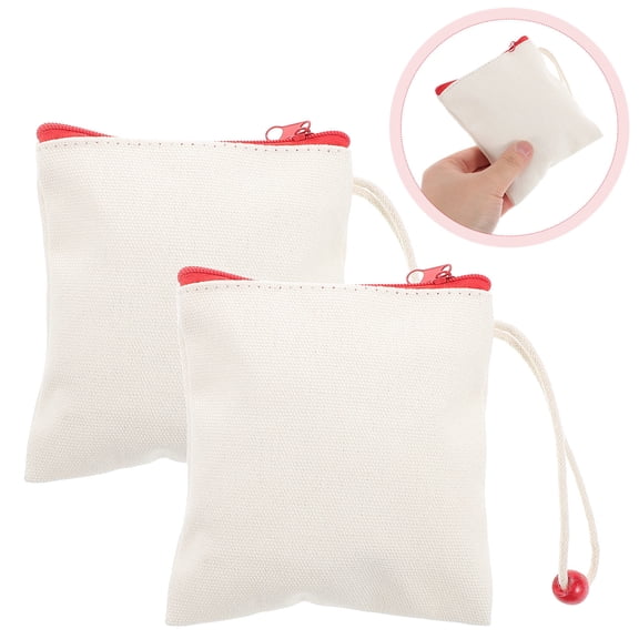MEIBUTYUP 4Pcs Change Purse Mini Pouches Canvas Cloth Red for Storing Jewelry Women On the Go