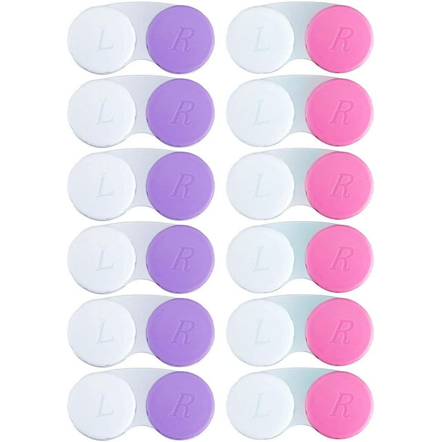 DAMAIE 12PCS Contact Lens Case, Colorful Contact Lens Box Left/Right Eyes Holder Container, Outdoor Mini Contact Lens Soak Storage Kit