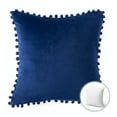 thumbnail image 4 of Phantoscope Designer's Choice Decorative Throw Pillow Set, Fluffy Faux Fur & Pom Pom Velvet Bundle, for Sofa Couch Bedroom, 18" x 18", Navy Fur and Velvet, 2 Pack, 4 of 7