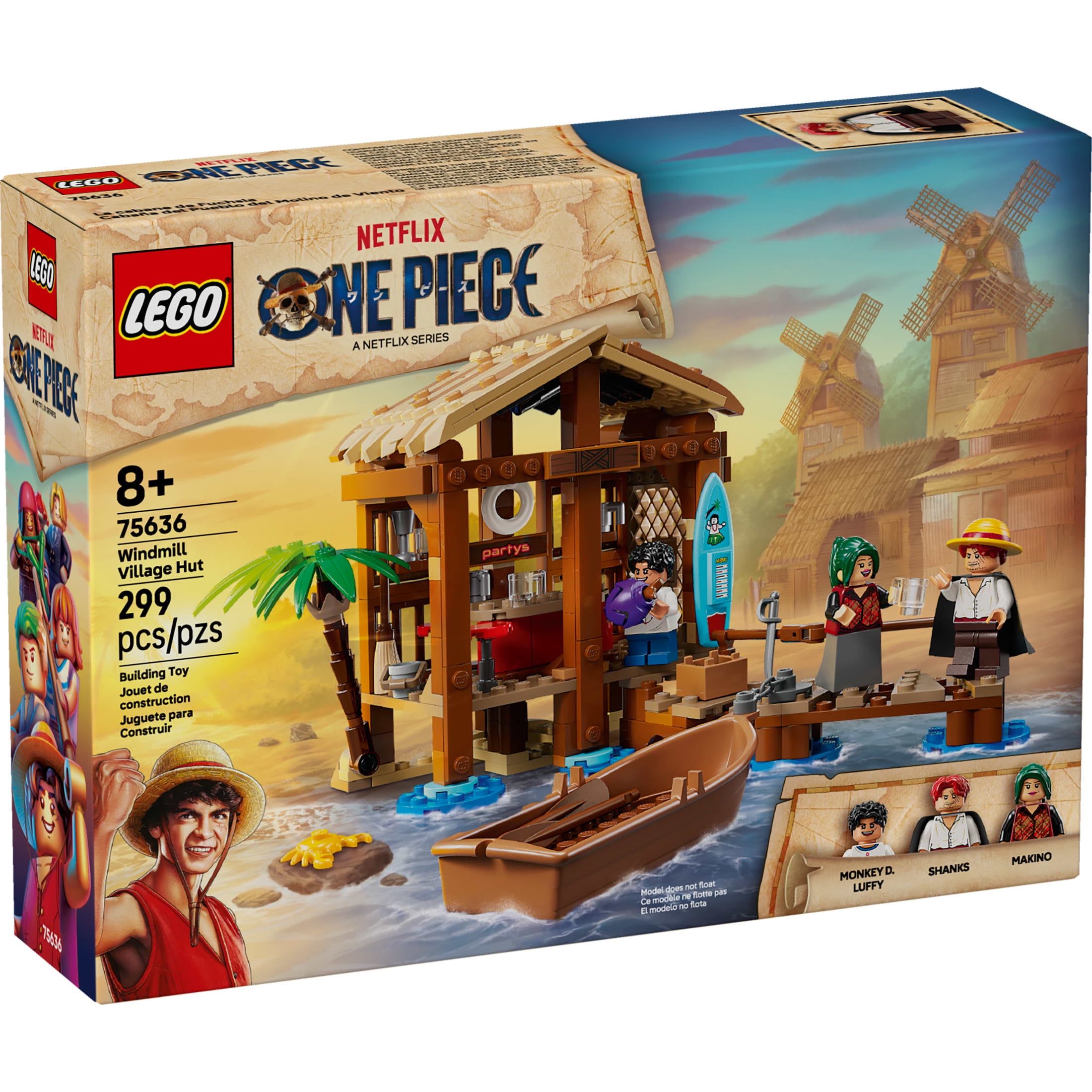 LEGO ONE PIECE Windmill Village Hut Building Blocks - Pretend Play Building Toy for Boys & Girls, Ages 8+ - Gift for Birthdays - Toy Figures & Playset for Anime Fans - 75636