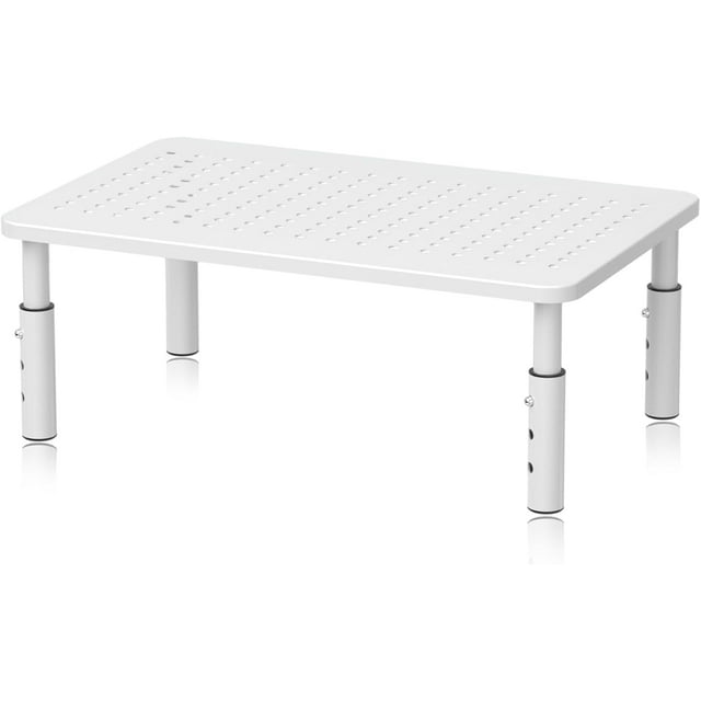 Shiyou-Support de Moniteur, Support d'Ordinateur en Métal, Rehausseur d'Écran Réglable en Hauteur avec Plateforme en Maille pour PS4, Ordinateur Portable, Imprimante, Notebook et Tous Écrans Plats, Supporte jusqu'à 20KG, Blanc