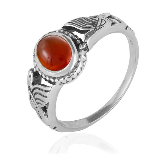 Natural Hessonite Garnet Oval Cabochon Ring in 925 Oxidized Sterling Silver | Handmade Bezel Setting | 1.41 Ct Gemstone (9)