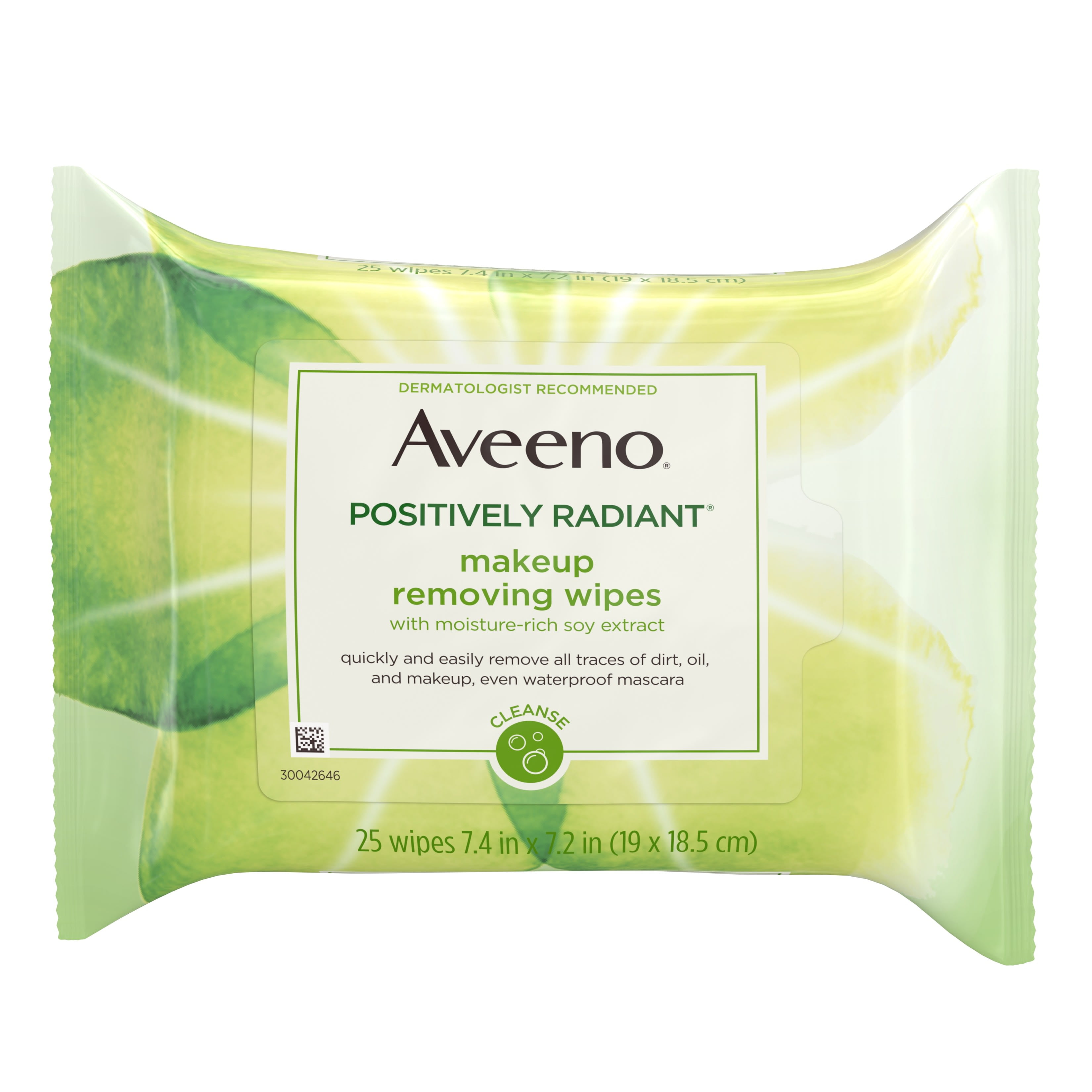 Aveeno Positively Radiant OilFree Makeup Removing Face Wipes, 25 ct