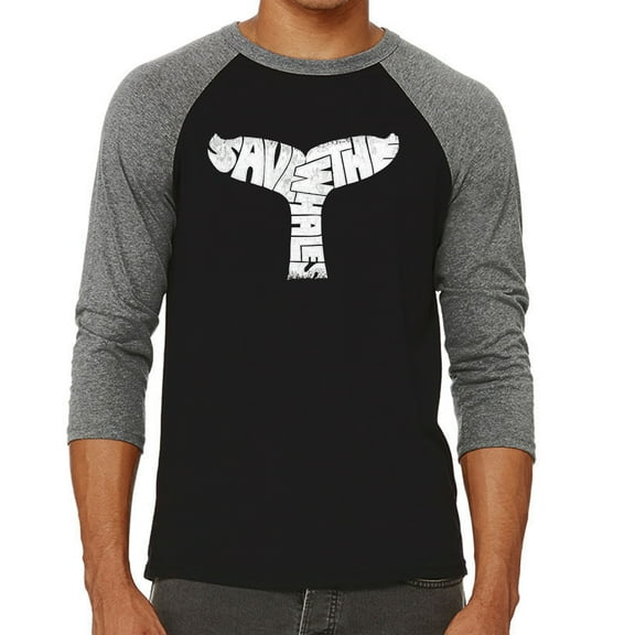 LA Pop Art Men's Raglan Word Art T-Shirt - SAVE THE WHALES
