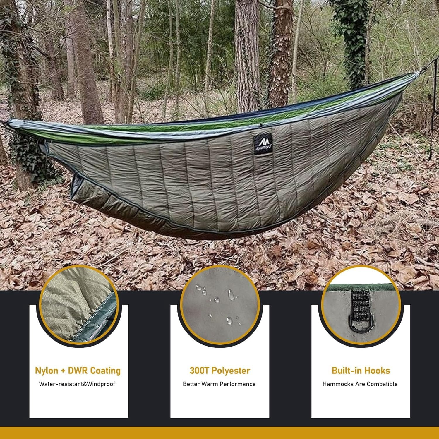 Double Hammock Underquilt Full Length Big Size Under Quilts for Hammocks, Camping Backpacking Essential, Winter Cold Weather Warm UQ Blanket Bottom Insulation