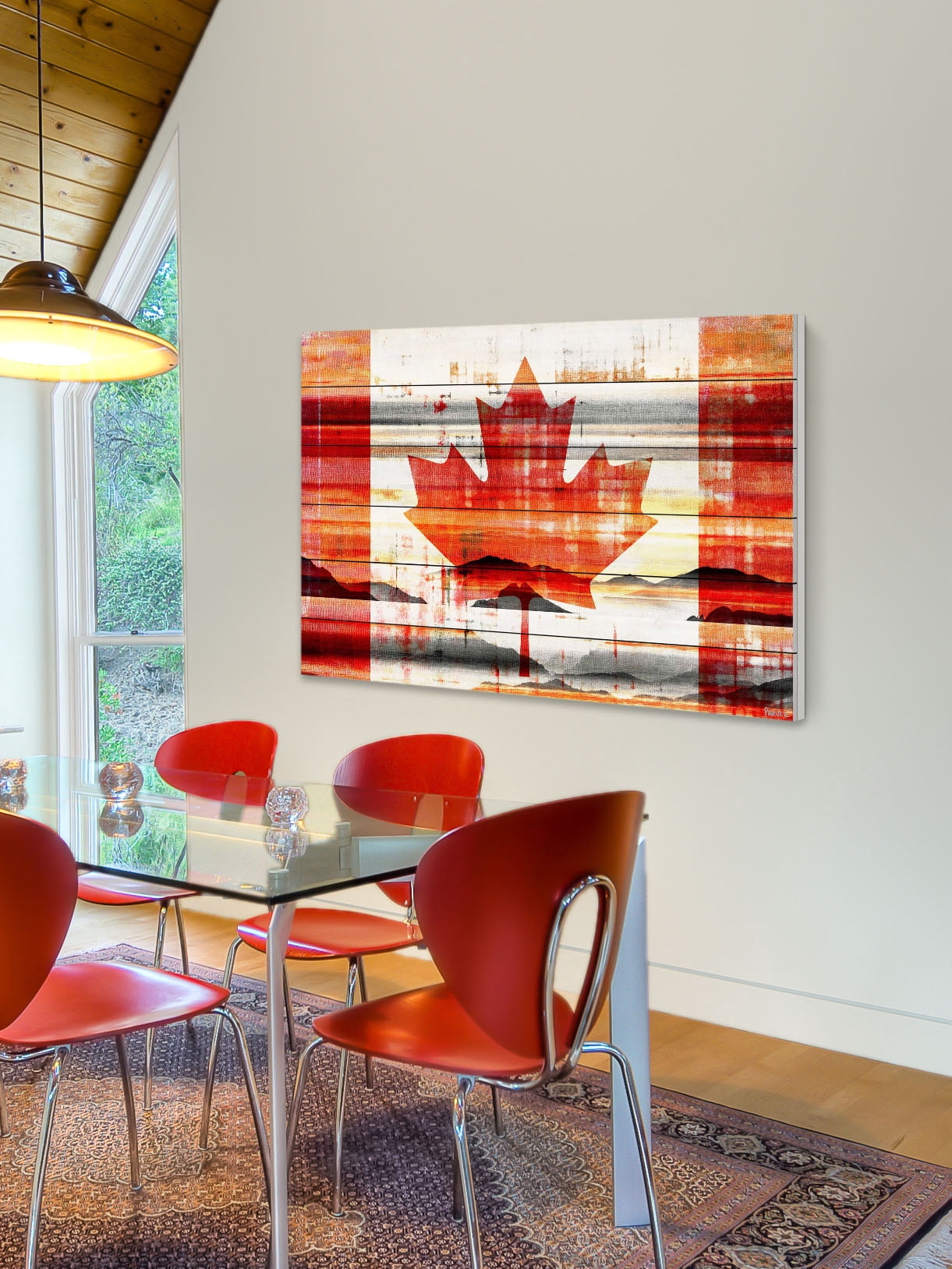 Parvez Taj "Canadian Leaf" Painting Print on White Wood
