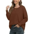 thumbnail image 3 of Aiyino Women Crewneck Batwing Sleeve Oversized Side Slit Ribbed Knit Pullover Sweater Top, 3 of 5