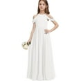 thumbnail image 2 of Drtj Girls A-Line Maxi Dress Junior Bridesmaid Flower Girl Dresses Off-Shoulder Chiffon Dress for Wedding Pageant, 2 of 6