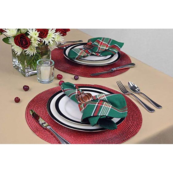 INDIVIDUAL REDONDO TEJIDO METALIZADO ROJO Conjunto de 6 Design Imports CAMZ32798