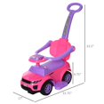 thumbnail image 5 of Aosom Coches de empuje 2 en 1 para niños pequeños, cochecito de paseo para niños, coche deslizante con bocina, función de luz musical, barra segura, juguete para niños de 1 a 3 años, color rosa, 5 of 5