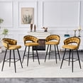 thumbnail image 5 of NEW Set of 2 Yellow Velvet Bar Stools with Black Iron Legs, Modern Counter Height Stools for Home Bar, 5 of 10