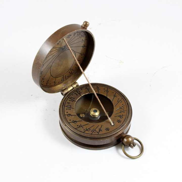 Antique Vintage Finish Brass Customised Logo Sir Lord Kelvin 2" Inch Thread Compass with Leather Case