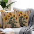 thumbnail image 5 of Outdoor Waterproof Pillow Covers Pack of 2, Summer Watercolor Flowers Retro Sunflower Wood Grain Decorative Throw Pillowcases Cushion Covers for Garden Patio Tent Sofa Couch, 16x16 inch, 5 of 8