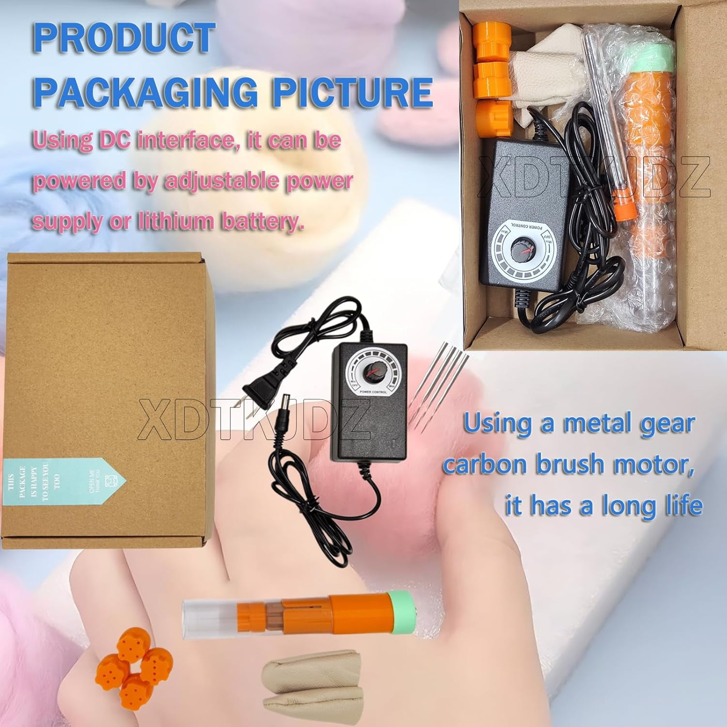 ABPETE Electric Felting Needle Machine, Wool Felting Tool, 1-7 Needles with Speed Control, Easy Needle Change, for Quick Felting, DIY Wool Painting and Felted Craft Work