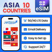 JetSim Bring Your Own Phone eSIM SIM Card Kit for Asia (China Mainland, Japan, Korea, More)- Activation Required
