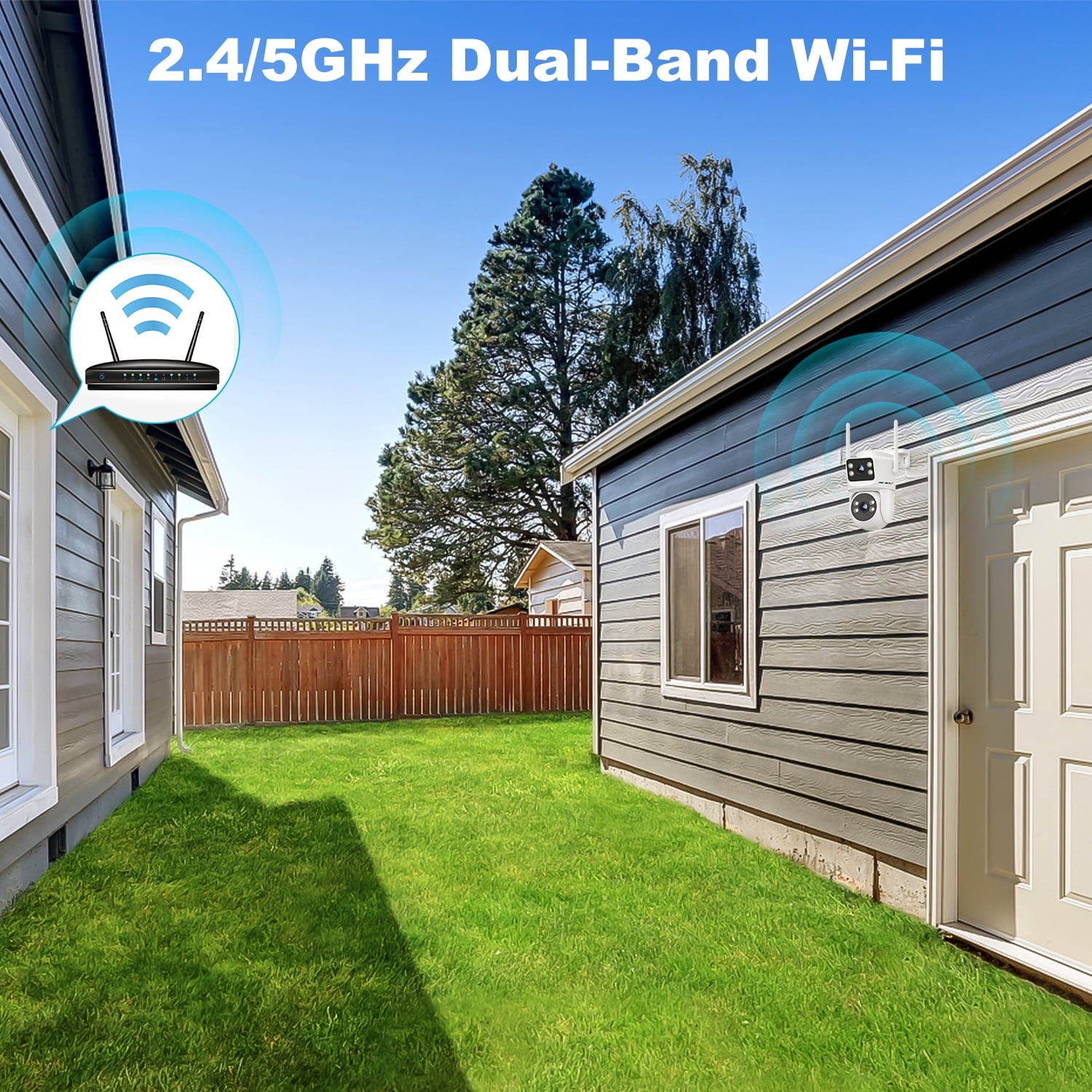GENBOLT PTZ WiFi Security Camera Outdoor with Dual Lens, CCTV Surveillance with Dual View, Cloud Storage Upgraded with Color Night, Auto Tracking Humanoid Detection [DC&PoE]