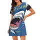 thumbnail image 1 of Easygdp Great White Shark Camisón de manga corta para mujer, informal, estampado, 1 of 6
