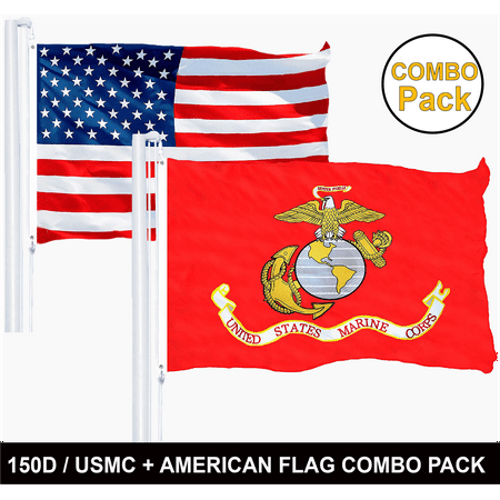 American Flag Marine G128 - Wholesale LOT 3'x5' USA America Flag 150D Polyester & 3'x5' U.S. Marines USMC Flag 150D ()