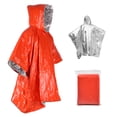 thumbnail image 1 of Imperméable d'Urgence Orange Film Aluminium Poncho Jetable Isolation Froide, 1 of 7