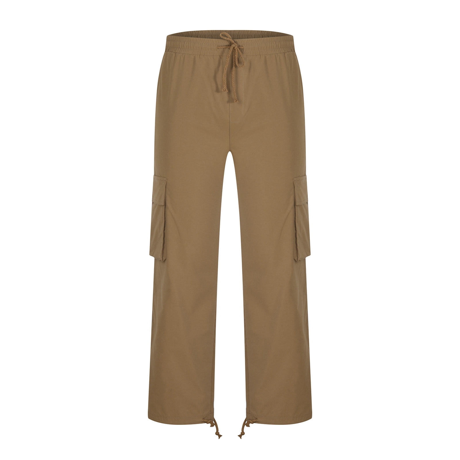 Men's Premium Loose Straight Leg Cargo Pant Men Solid Casual Multiple Pockets Outdoor Straight Type Fitness Pants Cargo Pants Trousers Khaki XXXXL