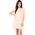 thumbnail image 2 of Women's Ruffle Sleeve Textured Knit Mini Shift Dress- Beige,Large, 2 of 7