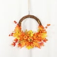 thumbnail image 2 of Fall Pumpkin Wreath for Front Door, Farmhouse Autumn Decor with Bow, Thanksgiving And Halloween Themed Wreath, Indoor And Outdoor Use, Rustic Design for Home And , 1*Maple Leaf Pumpkin Door Hanging, 2 of 9