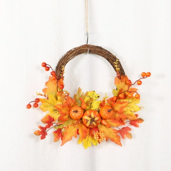 Fall Front Door Wreath Maple Leaf Pumpkin Door Hangingoutdoor Fall Decor Fall Wreath Lighted Small Wreaths Pumpkin Wreaths For Front Door Harvest Wreaths For Front Door