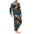 thumbnail image 2 of Susaid Playful Dolphins Underwater Print Men's Long Sleeve Pajama Set, Two-Piece Button-Down Loungewear PJs Set, Comfortable Sleepwear for Relaxation-Medium, 2 of 7