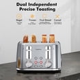thumbnail image 3 of LONGDEEM 4 Slice Toaster Wide Slot, Dual Independent Controls, 6 Browning Levels, High Lift & Cancel, Removable Crumb Tray, Silver, 3 of 7