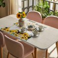 thumbnail image 3 of Yellow Sunflower Table Cloths for 4 Foot Rectangle Tables, Gnomes Elegant Pastoral Vintage Art Rustic Patio Waterproof Elastic Fitted Tablecloths, Washable Rectangular Table Cover for Camping, 3 of 8