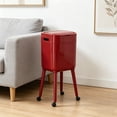 thumbnail image 6 of HOARBOEG Modern High Leg Kitchen Trash Can with Wheels - Tall Movable Garbage Bin with Sealed Lid, Large Capacity Step On Design for No Bend Over Convenience, Red Household Waste Basket, 6 of 6