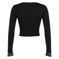 thumbnail image 6 of Women's Long Sleeve T Shirt Spliced Lace Neck Crop Design for Everyday Wear, 6 of 7