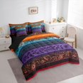 thumbnail image 2 of Homewish Retro Boho Flowers 7-Piece Twin Bedding,Bohemian Exotic Style Bedding Comforter Set,Orange,Black Reversible, 2 of 8