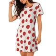 thumbnail image 2 of Zufioo Abstract Red Polka Dot Print Women's Nightgown, Round Neck Short-sleeved Pajamas, Home Wear Suitable for Home and Outing, 2 of 6