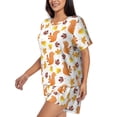 thumbnail image 2 of Wukai Cartoon Squirrel Women's Pajama Set,Short-Sleeve Top and Shorts with Elastic Waistband and Pockets for Loungewear, Yoga, and Casual Wear-4X-Large, 2 of 8