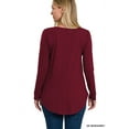 thumbnail image 4 of Zenana Women's Relaxed Fit Long Sleeve V-Neck Round Hem Jersey Tee Shirt Top, 4 of 4