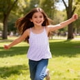 thumbnail image 3 of CCRFTGI Tank Tops for Kids Girls 10-12 Sleeveless Summer Casual Girls Fashion Purple Plaid Camisole Tops Comdy Spaghetti Strap Crew Neck Tank Tops Purple 11-12 Years, 3 of 7