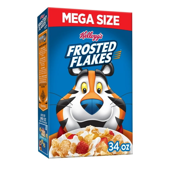 Kellogg's Frosted Flakes Breakfast Cereal, Kids Cereal, Family Breakfast, Mega Size, Original, 34oz Box (1 Box)