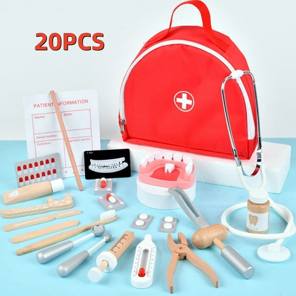 Dentist Toys Kit 20-Piece Play Set with Carrying Case, Includes Electronic Stethoscope , Pretend Play Set of Teeth and Dental Accessories