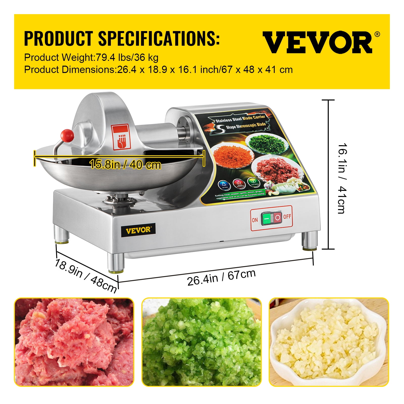 10L Commercial Meat Bowl Cutter Mixer, 400W Multifunctional Meat