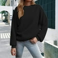 thumbnail image 2 of XIAOCHA Womens Sweatshirts Simple Solid Color Crewneck Pullover Tops Drop Shoulder Long Sleeve Loose Fit Warm Sweatshirt Fall Winter Layering, 2 of 5