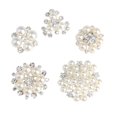 thumbnail image 1 of 5 Piezas de Botones de Flores de Perlas Botón de de Imitación Diy Aleación Diamante Cryustal Bow Soledad Botones de perlas de flores, 1 of 10