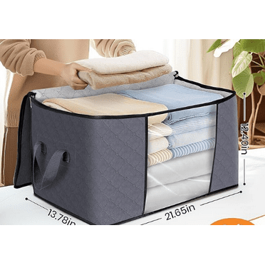 NOTIIIK-Foldable Thick Fabric Clothes Storage Bags with Handle, Grey, 6 Count, 6 Pack