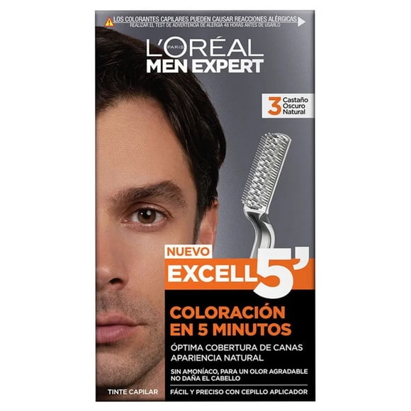 Tinte de cabello Loreal Excell 5 Men Expert 3 Castaño Oscuro Natrual