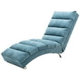 thumbnail image 3 of Power Massage Chaise Lounge Chair with 140° Backrest and Side Pocket, Long Lounger Armless Upholstered Chaise with Metal Legs for Office Living Room, Blue, 3 of 9