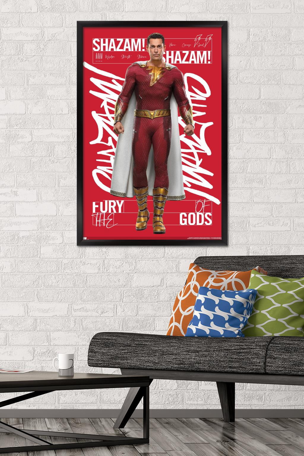DC Comics Movie Shazam! Fury of the Gods - Shazam! Wall Poster, 22.375" x 34" Framed